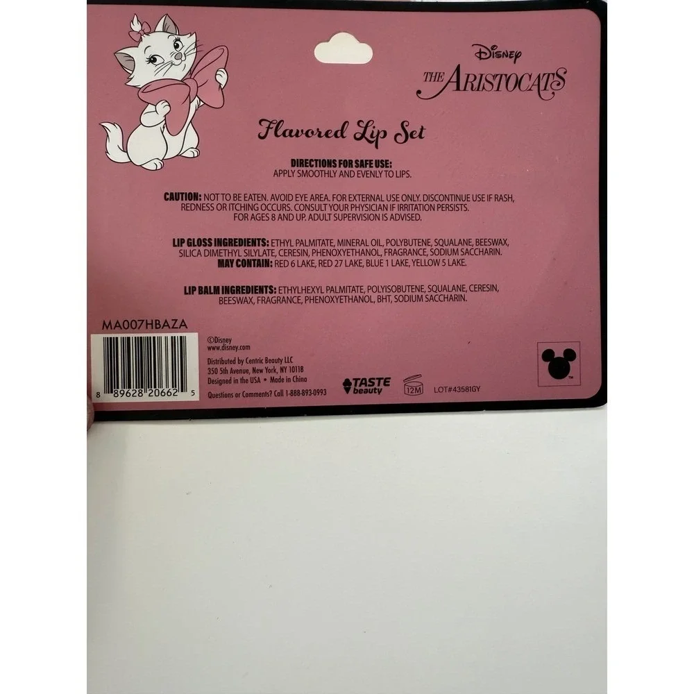 Disney The Aristocats Marie Lip Balm Gloss Set Bundle‎ 3pk Taste Beauty Pink